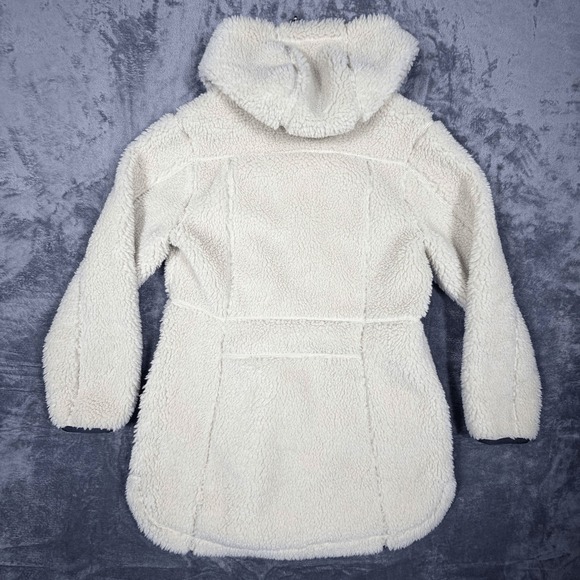 L.L.Bean Womens Sherpa Fleece Jacket Hoodie M Petite Cream Full Zip - Picture 5 of 8